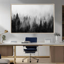 Foggy Black and White Forest Canvas Wall Art, 3 Panel Misty