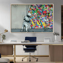 Banksy Colorful Street Graffiti Canvas Wall Art Print, by MyGreatCanvas | Canvas Wall Art Prints | Photo Prints & Wall Decor
