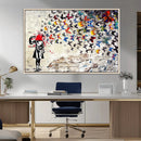 Banksy Art Butterfly Girl Explosion Canvas Art – Vibrant