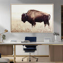 Bison in Field Wall Art Canvas Print For Farmhouse Barn