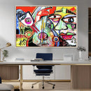 Picasso Style Art Abstract Canvas Wall Art Print , Colorful