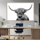 Grayscale Scottish Highland Cow Cattle Art Print Farmhouse by MyGreatCanvas | Canvas Wall Art Prints | Photo Prints & Wall Decor