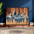 Rustic Wood Style Mountain Wall Art, Nature Forest Canvas