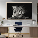 Lion Couple Wall Art Canvas Print – Elegant Black and White