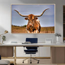 Texas Longhorn Wall Art Print, Framed Longhorn Cow Wall Art