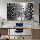 Winter Ski Lift Black and White Canvas Wall Art – Alpine