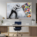 Banksy Art Behind the Curtain Street Wall Art Canvas Print |