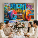 Fitness Gym Barbell Graffiti Wall Art Canvas Print