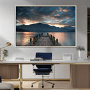 Mountain Lake Wood Pier Canvas Wall Art Nature Lake Print