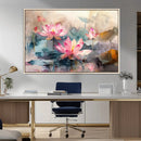Lotus Flower Wall Art | 3-Panel Giclee Canvas Print of Pink