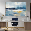 Abstract Ocean Canvas Wall Art - Coastal Blue and Gold
