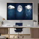 Dark Blue Cloud Art, 3 Piece Indigo Blue Wall Art, Aesthetic