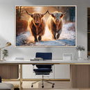 Scottish Highland Cow Horn Farm Wall Art Canvas Print