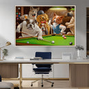 Dogs Playing Pool Canvas Wall Art Funny Gifts Dog Print