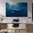 Whale under Ocean Wall Art Canvas Print