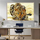 Blue-Eyed Leopard Canvas Wall Art - Framed Animal Print