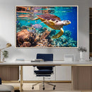 Sea Turtle Wall Art Canvas Print – Vibrant Ocean Coral Reef