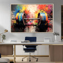 Weightlifting Barbell Art Triptych, Bold Abstract Fitness