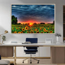 Golden Sunflower Field at Sunset – Breathtaking Sky and