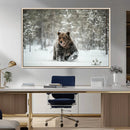 Grizzly Bear Wall Art – Framed Snowy Forest Canvas Artwork, by MyGreatCanvas | Canvas Wall Art Prints | Photo Prints & Wall Decor