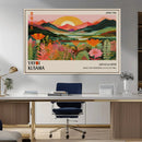 Framed Yayoi Kusama Print, Vibrant Floral Mountain Art