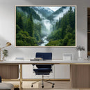 Mountain Forest River Canvas Wall Art Print - Serene Nature