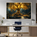 Golden Tree of Life Canvas Wall Art Print - Majestic Glowing