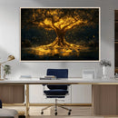 Golden Tree of Life Canvas Wall Art Print - Majestic Glowing