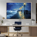Abstract Stormy Ocean Pier Canvas Wall Art Print | Stormy