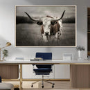 Texas Longhorn Cow Canvas Wall Art Print - Large Rustic