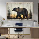 Vintage Bear Wall Art Canvas Print for Farmhouse - Mountain