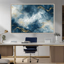 Large Abstract Print - Luxe Blue and Gold Abstract Canvas