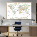 Animal World Map for Kids Room Decor