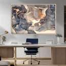 Abstract Blue and Gold Wall Art - Fluid Ink Artwork - Modern