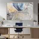 Large Abstract Blue and Gold Canvas Wall Art | Fluid Ink