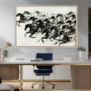 Abstract Horse Wall Art Canvas Print - Dynamic Black Ink