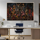 Dark Floral Canvas Wall Art - Moody Botanical Flower Print -
