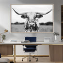 Highland Cow Wall Art Canvas Print – Black and White Western