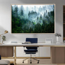 Misty Forest Wall Art Canvas Print – Framed Foggy Mountain