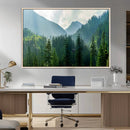 Misty Forest Mountain Wall Art Canvas Print – Framed Serene