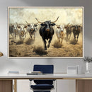 Texas Longhorn Wall Art – Framed Charging Cattle Canvas by MyGreatCanvas | Canvas Wall Art Prints | Photo Prints & Wall Decor