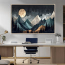 Moonlit Mountain Wall Art Canvas Print – Silhouetted Pines