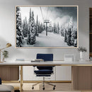 Snowy Pines Wall Art Canvas Print – Framed Ski Lift Winter