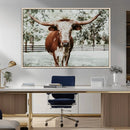Texas Longhorn Wall Art Canvas Print – Framed Spotted Bull