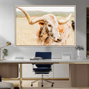 Texas Longhorn Wall Art Canvas Print – Framed Spotted Cow