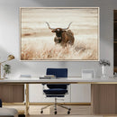 Texas Longhorn Wall Art Canvas Print – Framed Brown Horned