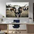 Texas Longhorn Wall Art – Framed Speckled Cow Canvas by MyGreatCanvas | Canvas Wall Art Prints | Photo Prints & Wall Decor