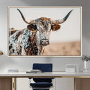 Texas Longhorn Wall Art – Framed Speckled Cow Canvas by MyGreatCanvas | Canvas Wall Art Prints | Photo Prints & Wall Decor