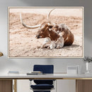 Texas Longhorn Wall Art Canvas Print – Framed Resting Bull by MyGreatCanvas | Canvas Wall Art Prints | Photo Prints & Wall Decor