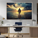 Jesus Walks Wall Art Canvas Print – Framed Divine Sunset by MyGreatCanvas | Canvas Wall Art Prints | Photo Prints & Wall Decor